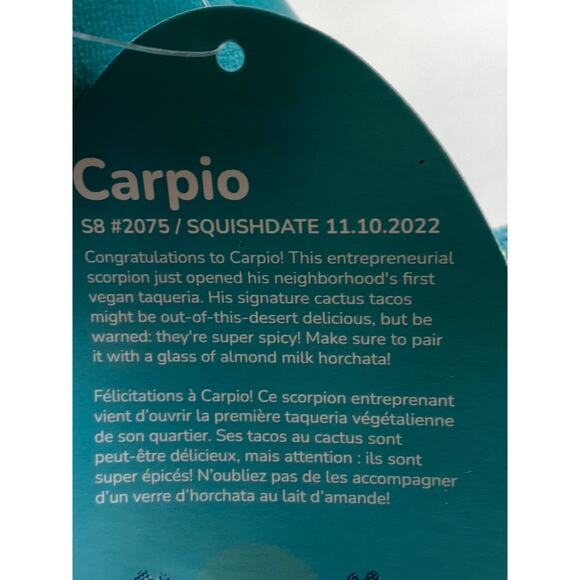 Squishmallows Carpio The Teal Scorpion 8” Stuffed Plush NWT #2075 11-10-2022 - Picture 3 of 7